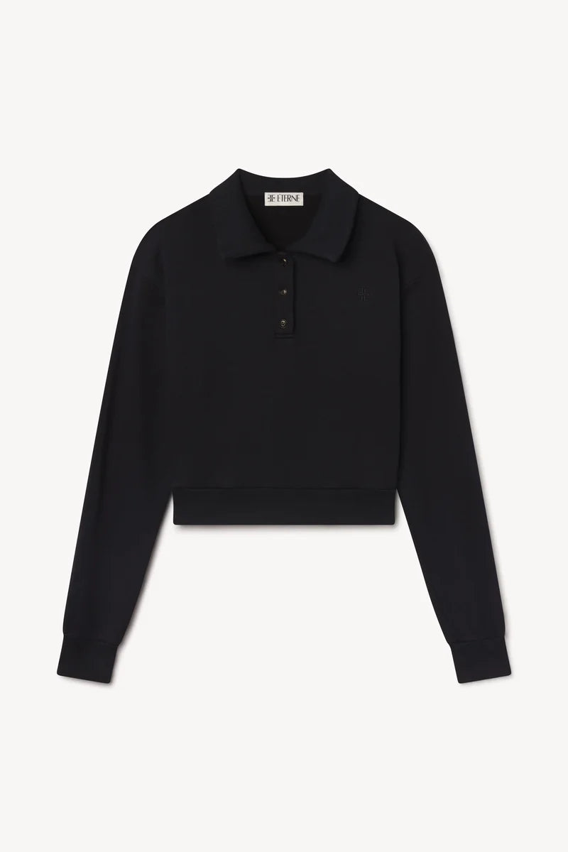ÉTERNE Cropped Polo Sweatshirt - Forest