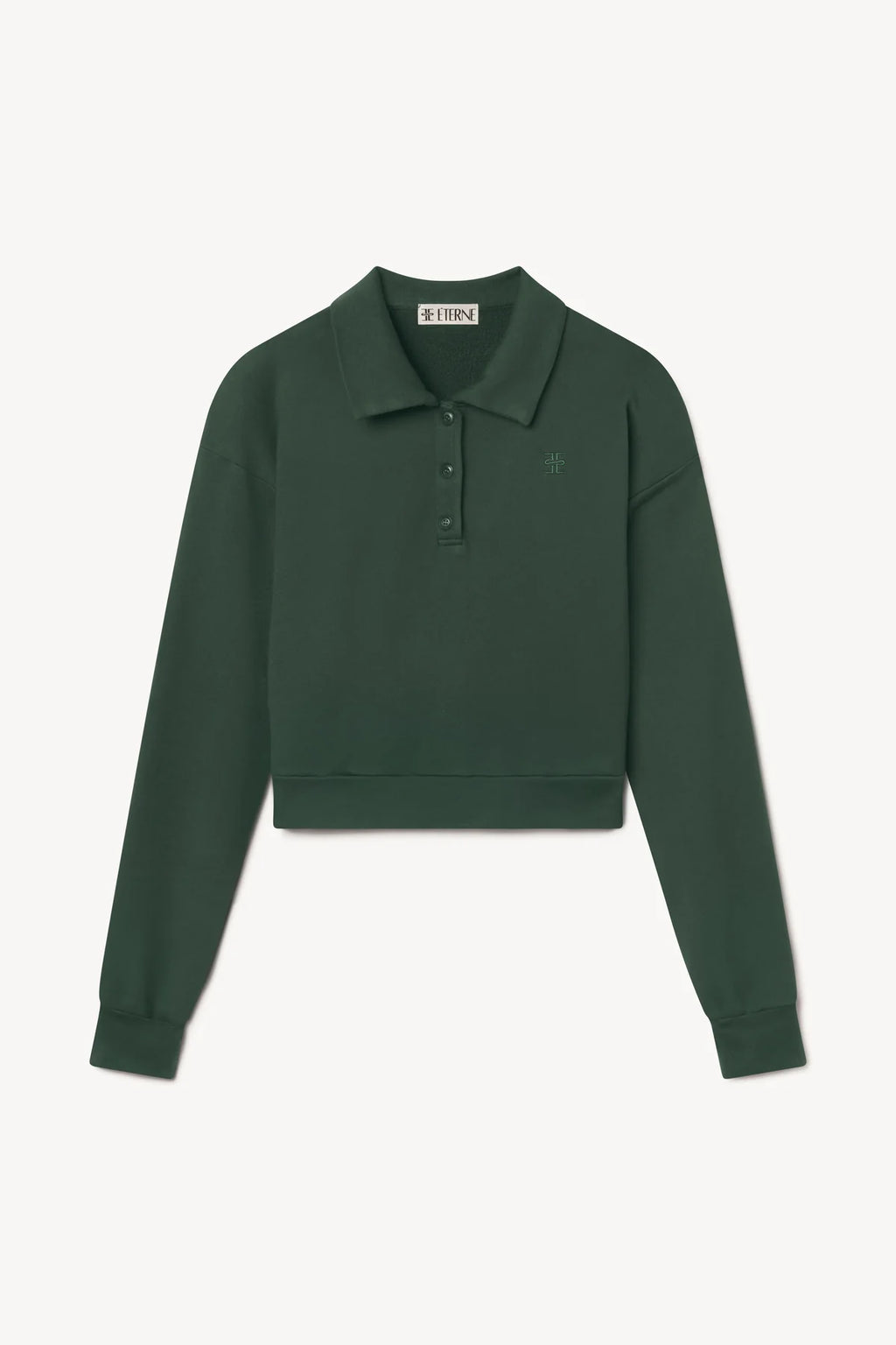 ÉTERNE Cropped Polo Sweatshirt - Forest