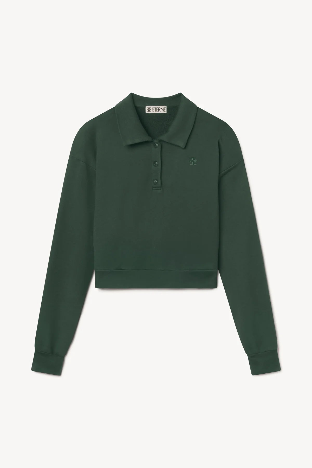ÉTERNE Cropped Polo Sweatshirt - Forest