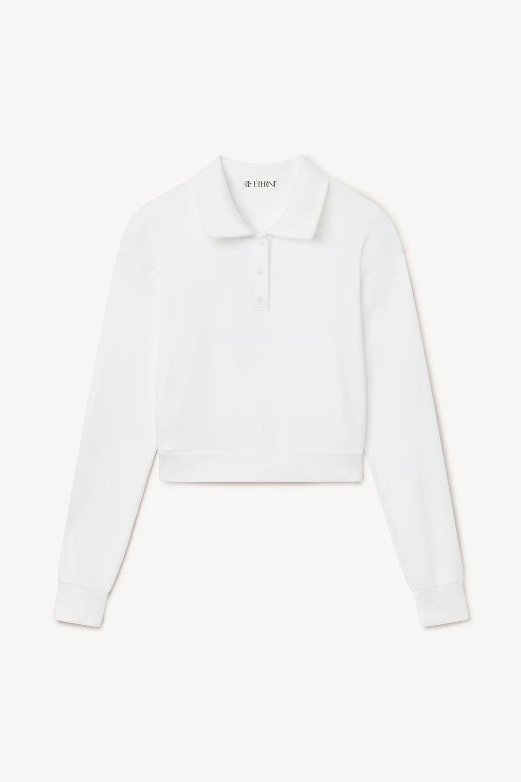 ÉTERNE Cropped Polo Sweatshirt - White