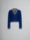Marni Blue Mohair Jumper With Striped Trims