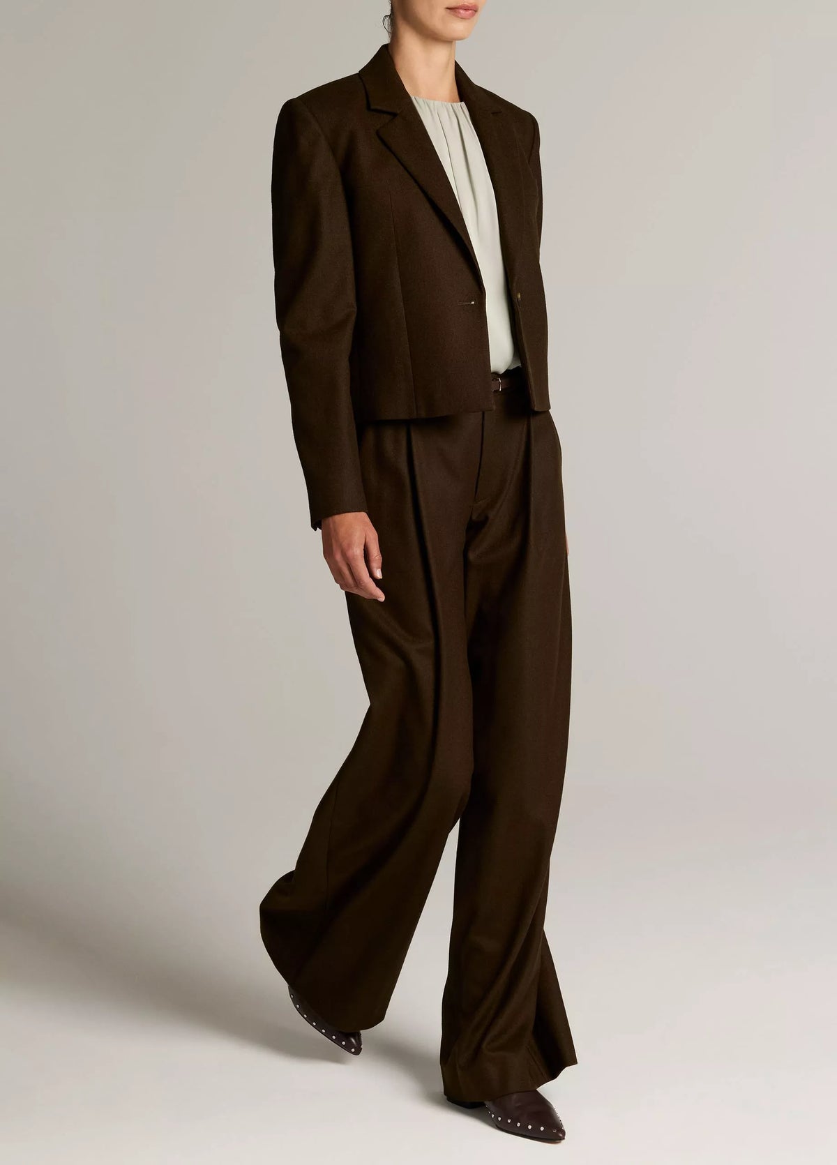 Vince Camille Wide Leg Wool Pant - Pinewood