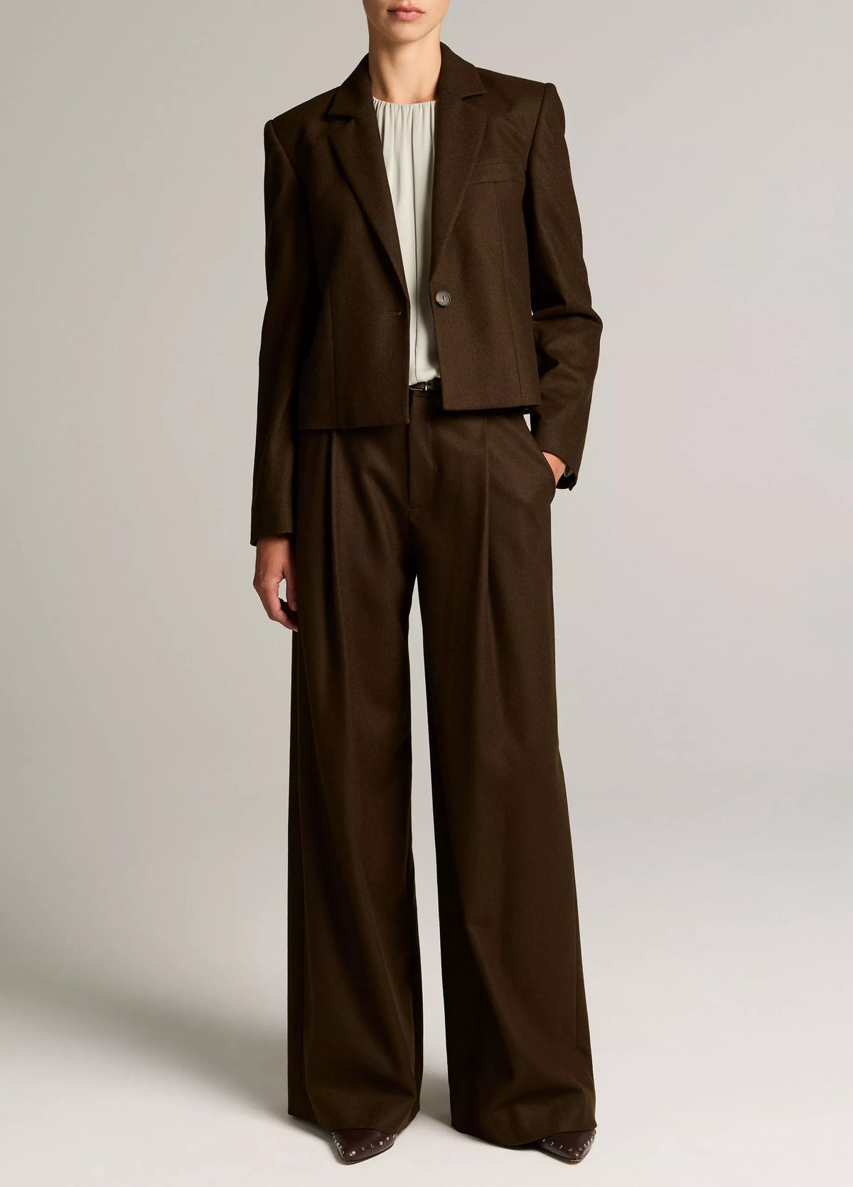 Vince Camille Wide Leg Wool Pant - Pinewood