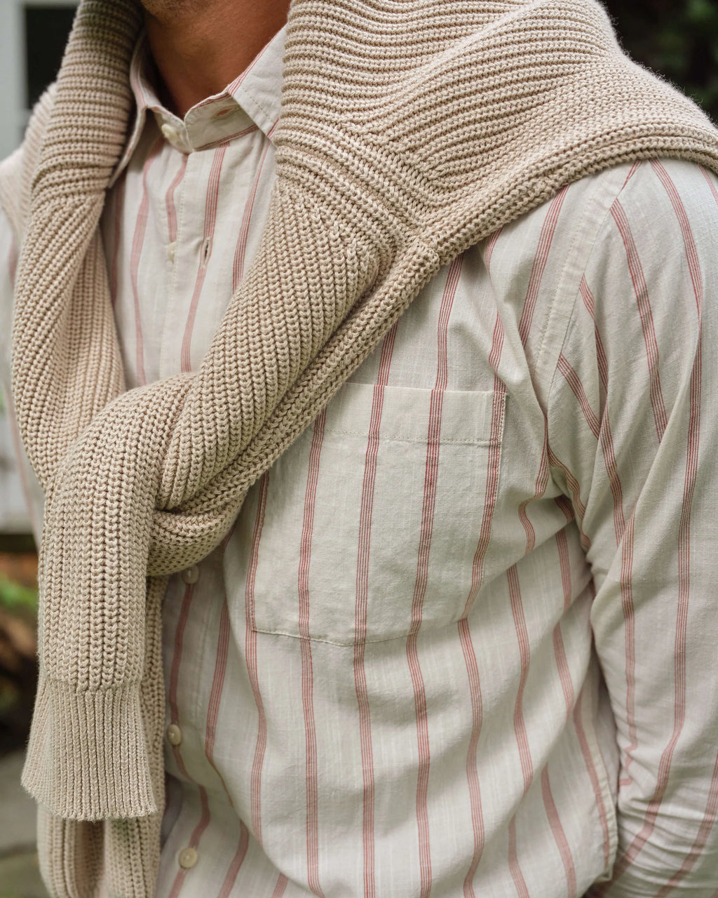 Alex Crane Air Cotton Button Up - Rust Stripe