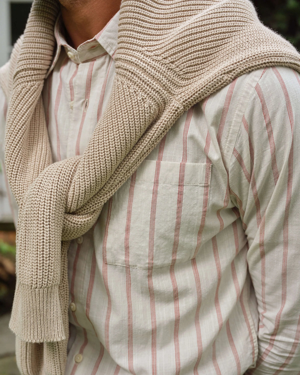 Alex Crane Air Cotton Button Up - Rust Stripe
