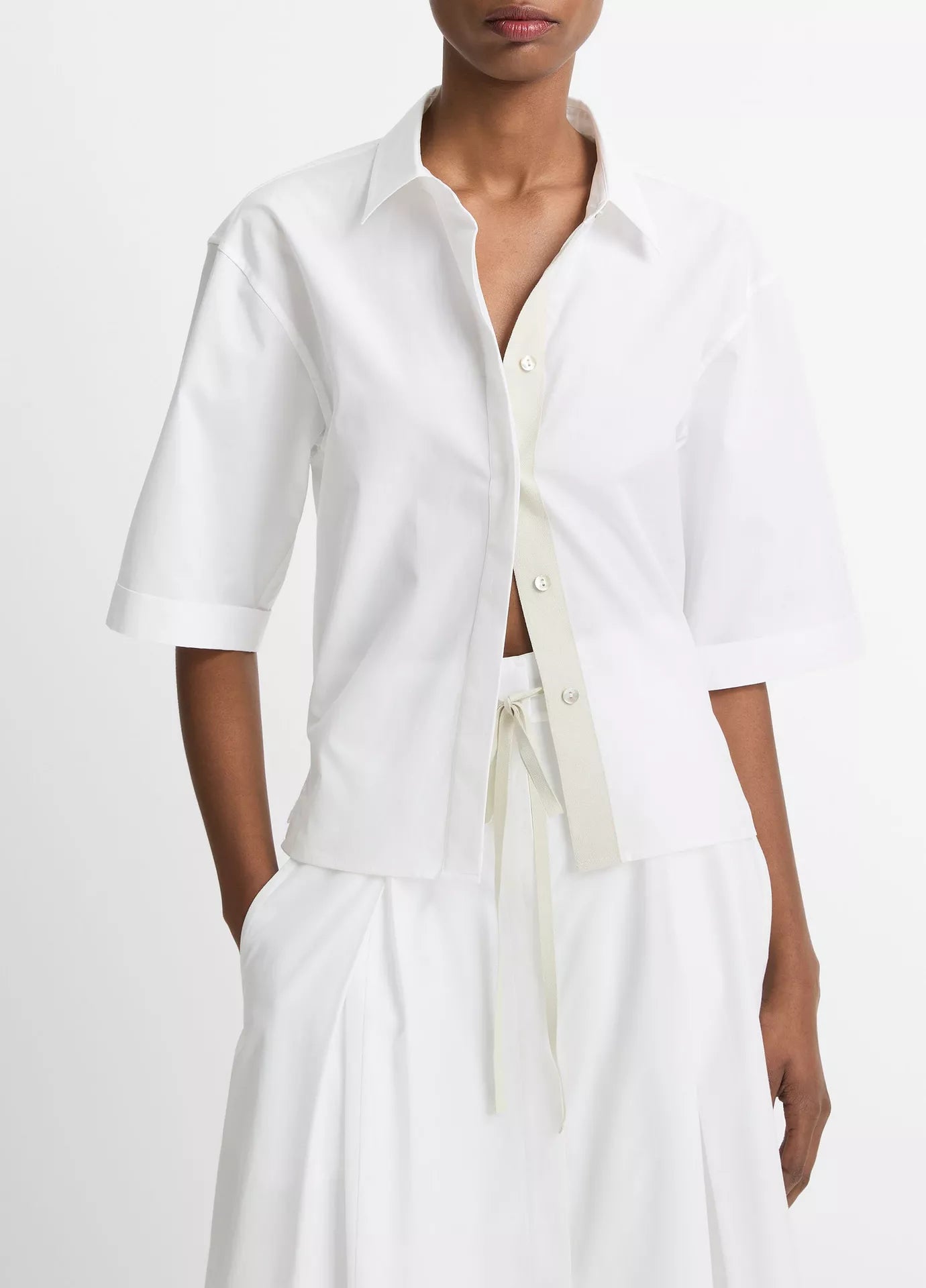 Vince  Canvas Tape Cotton Button-Front Shirt - Optic White