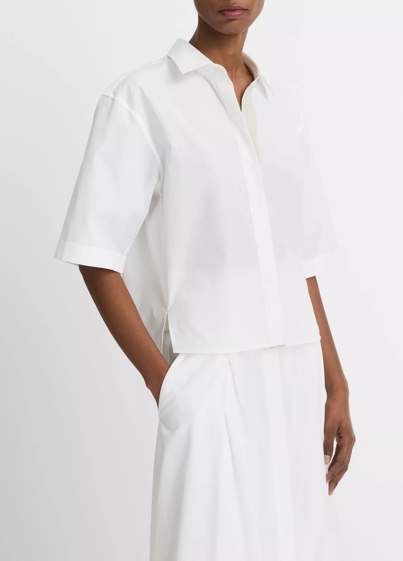 Vince  Canvas Tape Cotton Button-Front Shirt - Optic White