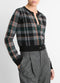 Vince Plaid Cashmere Cardigan- Black Combo