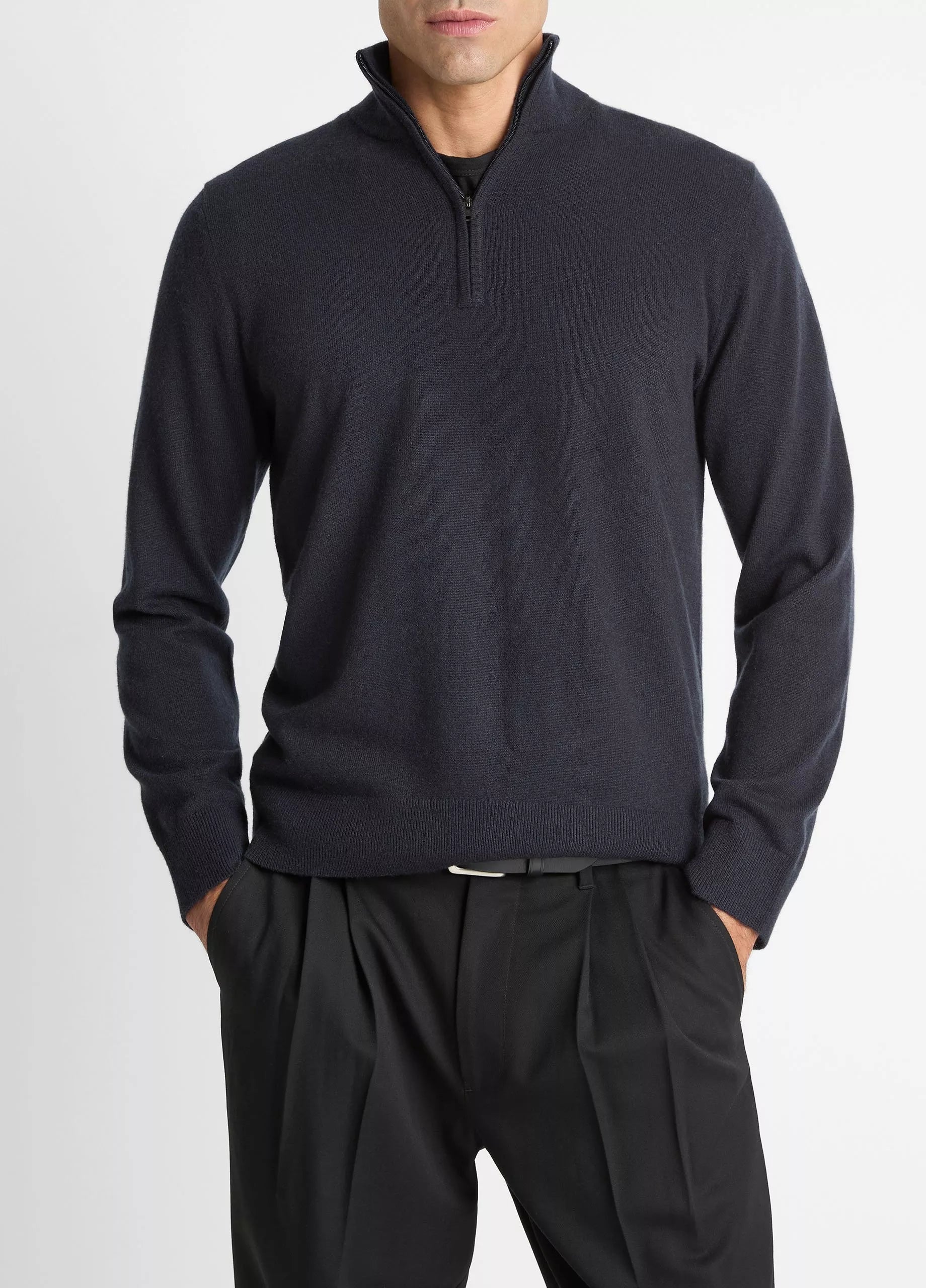 Vince Cashmere Quarter-Zip Sweater - Coastal Blue