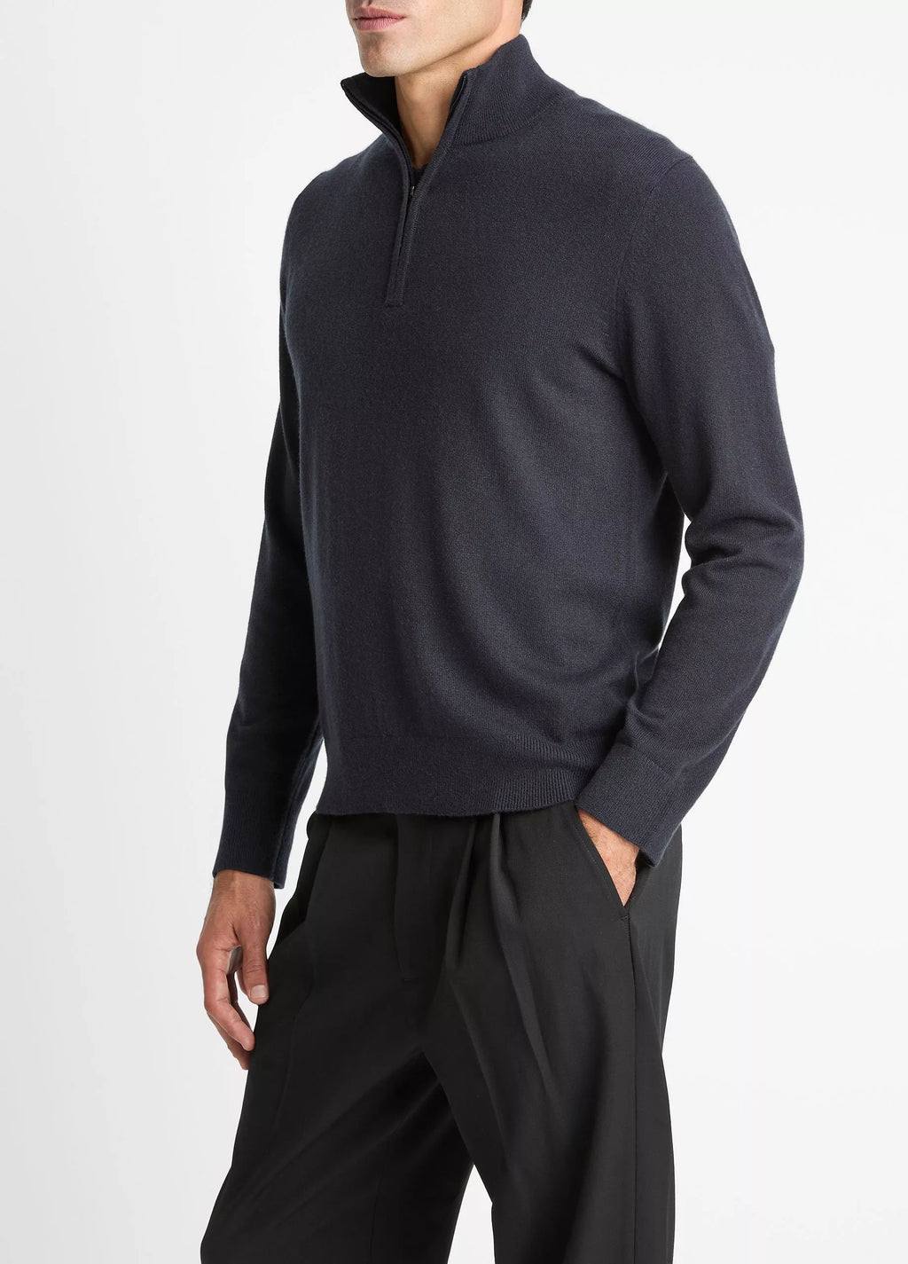 Vince Cashmere Quarter-Zip Sweater - Coastal Blue