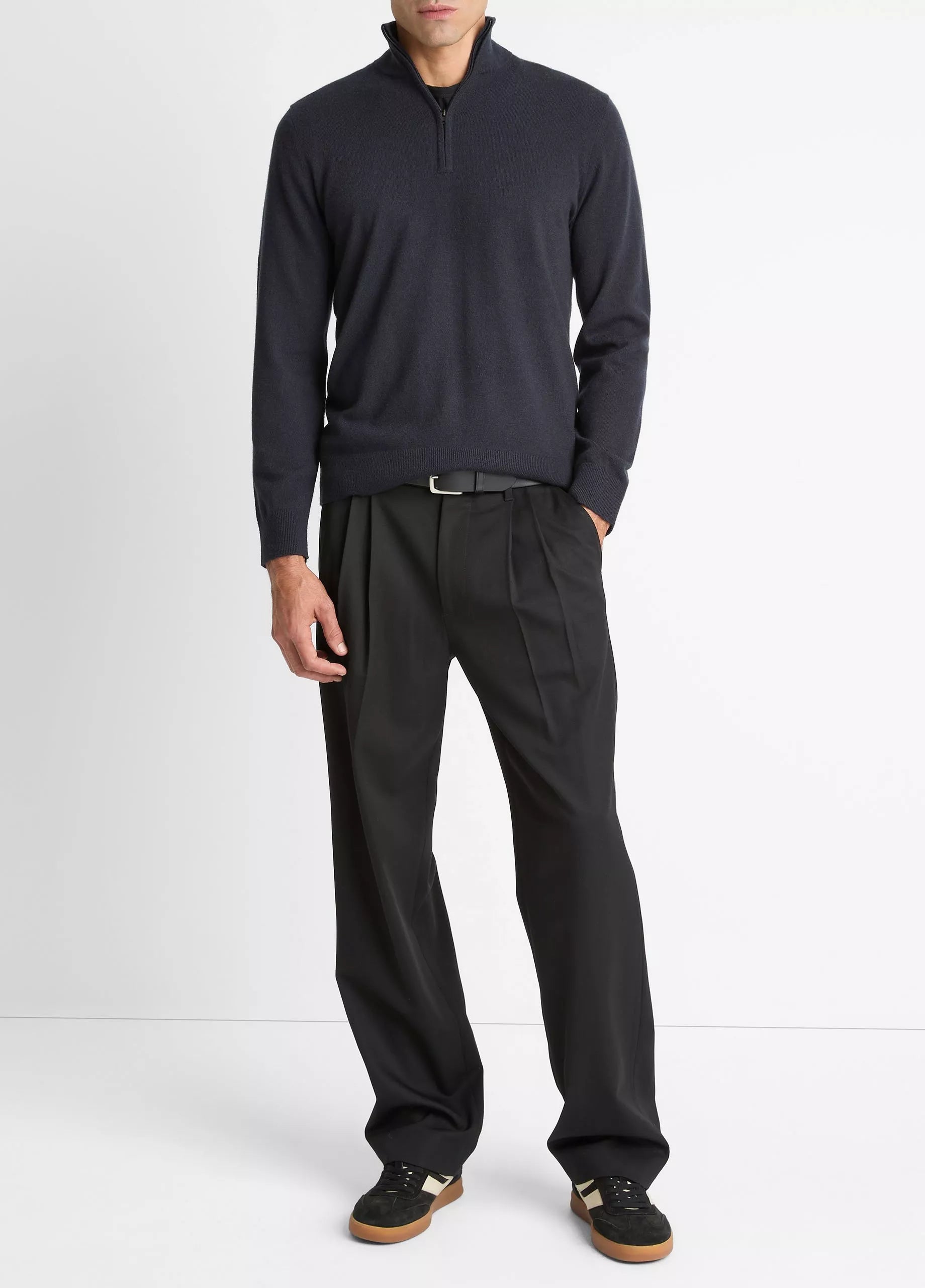 Vince Cashmere Quarter-Zip Sweater - Coastal Blue