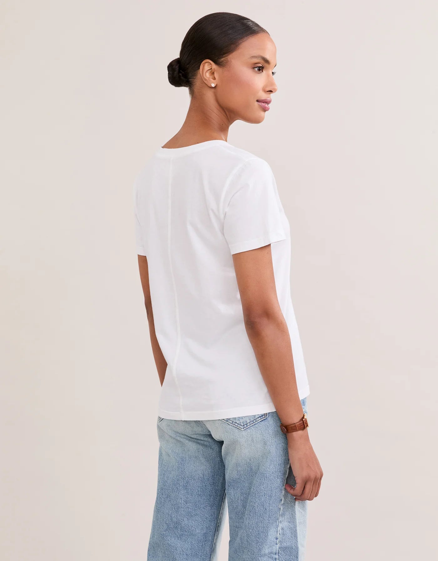 Maison Wheat Charleston V Neck Tee - White