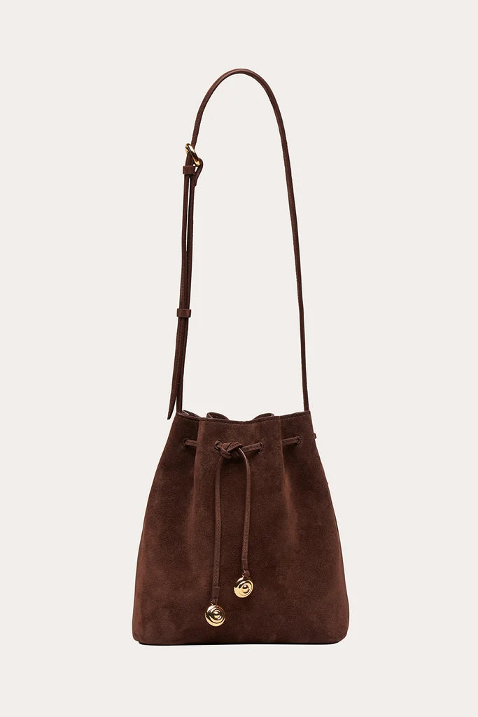 Liffner Charm Bucket Small Dark Brown Suede