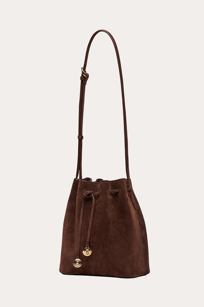 Liffner Charm Bucket Small Dark Brown Suede
