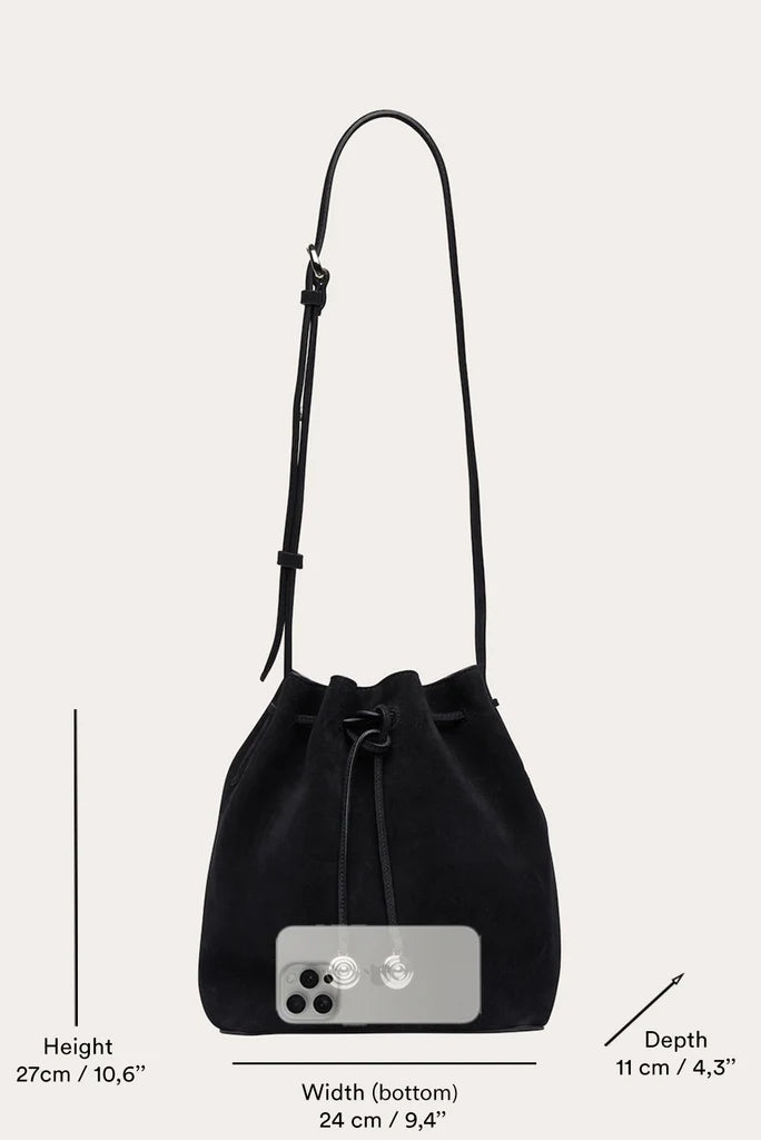 Liffner Charm Bucket Small Dark Brown Suede