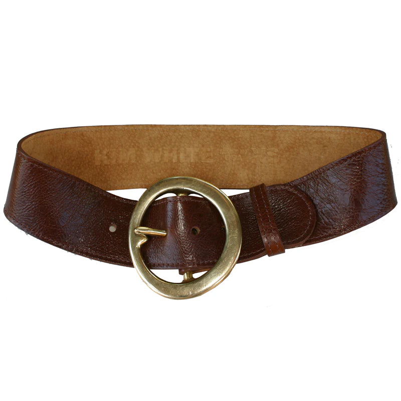 Kim White Chunky Waist Belt in Brown
