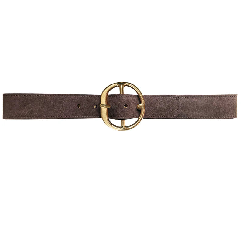 Kim White Chunky Hip Belt - Chocolate Suede