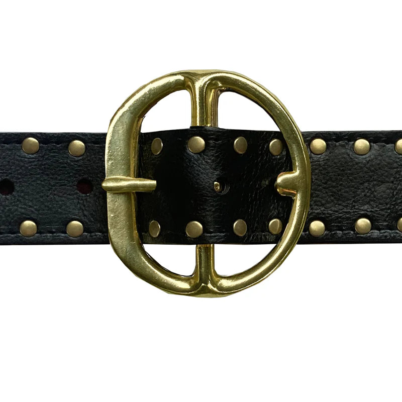 Kim White Chunky Hip Pant Belt Studded - Black