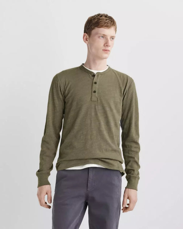 Rag & Bone Classic Flame Henley in Forest Green