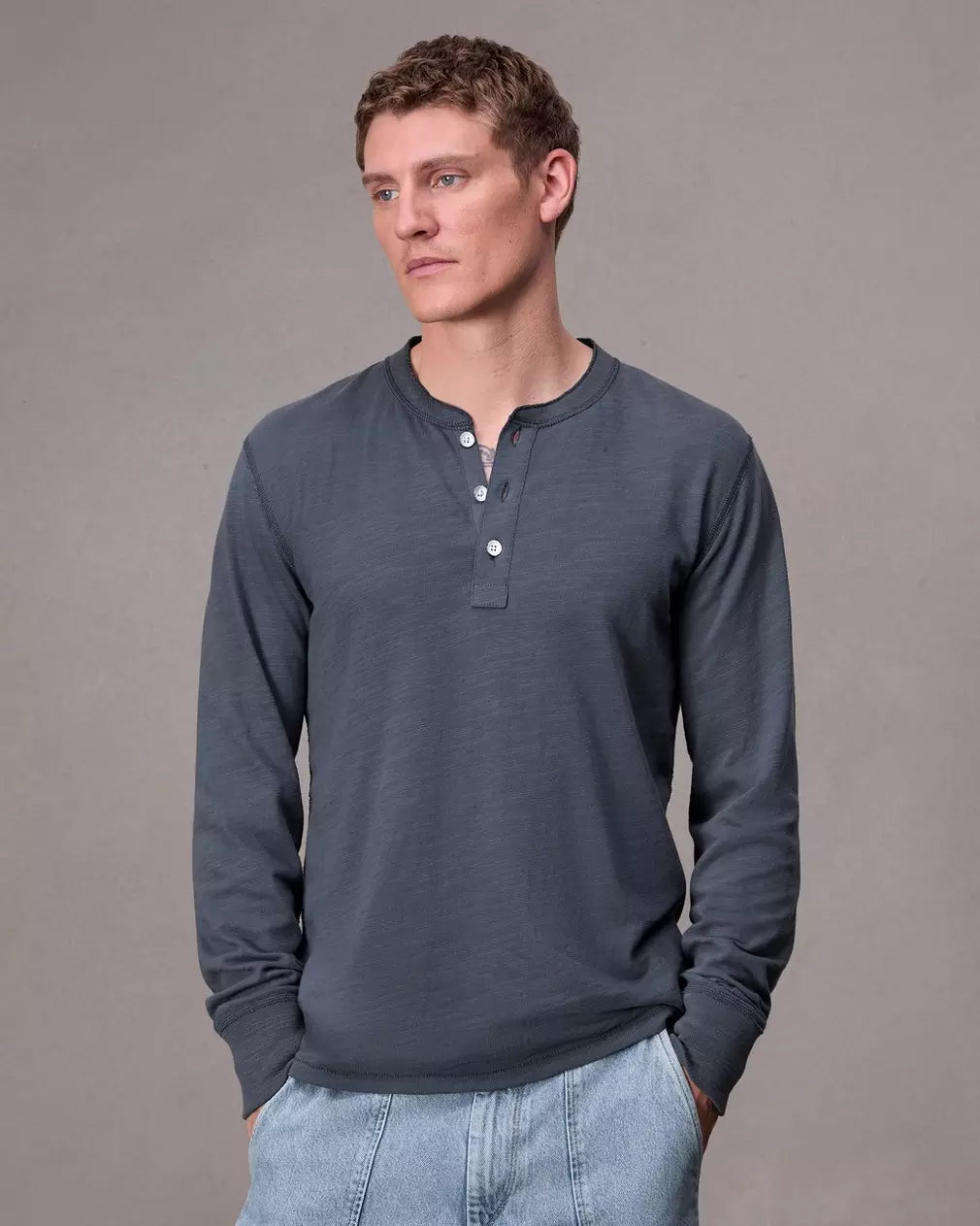 Rag & Bone Classic Flame Long Sleeve Henley in Ombre