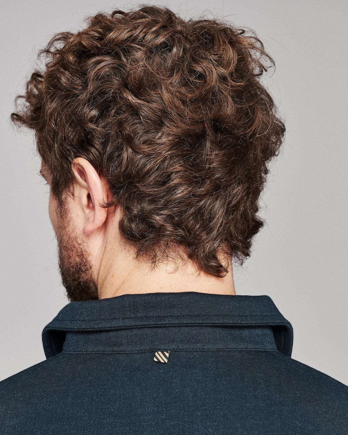 Billy Reid Long Sleeve Herringbone Polo - Carbon Blue