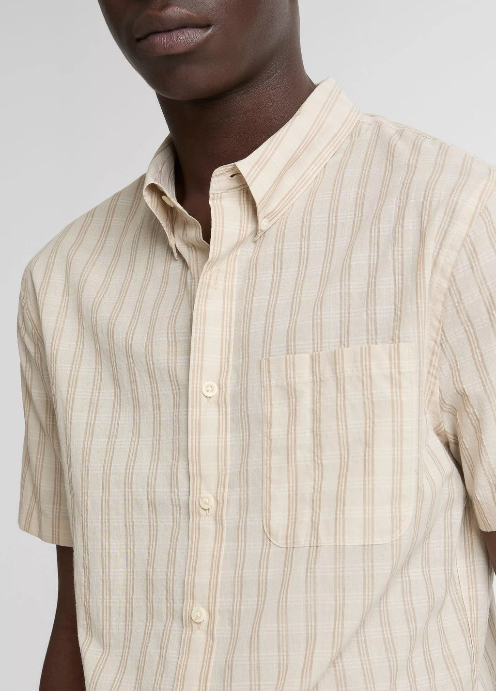 Vince Corbin Stripe Cotton-Blend Button-Down Shirt - Mineral/Teak