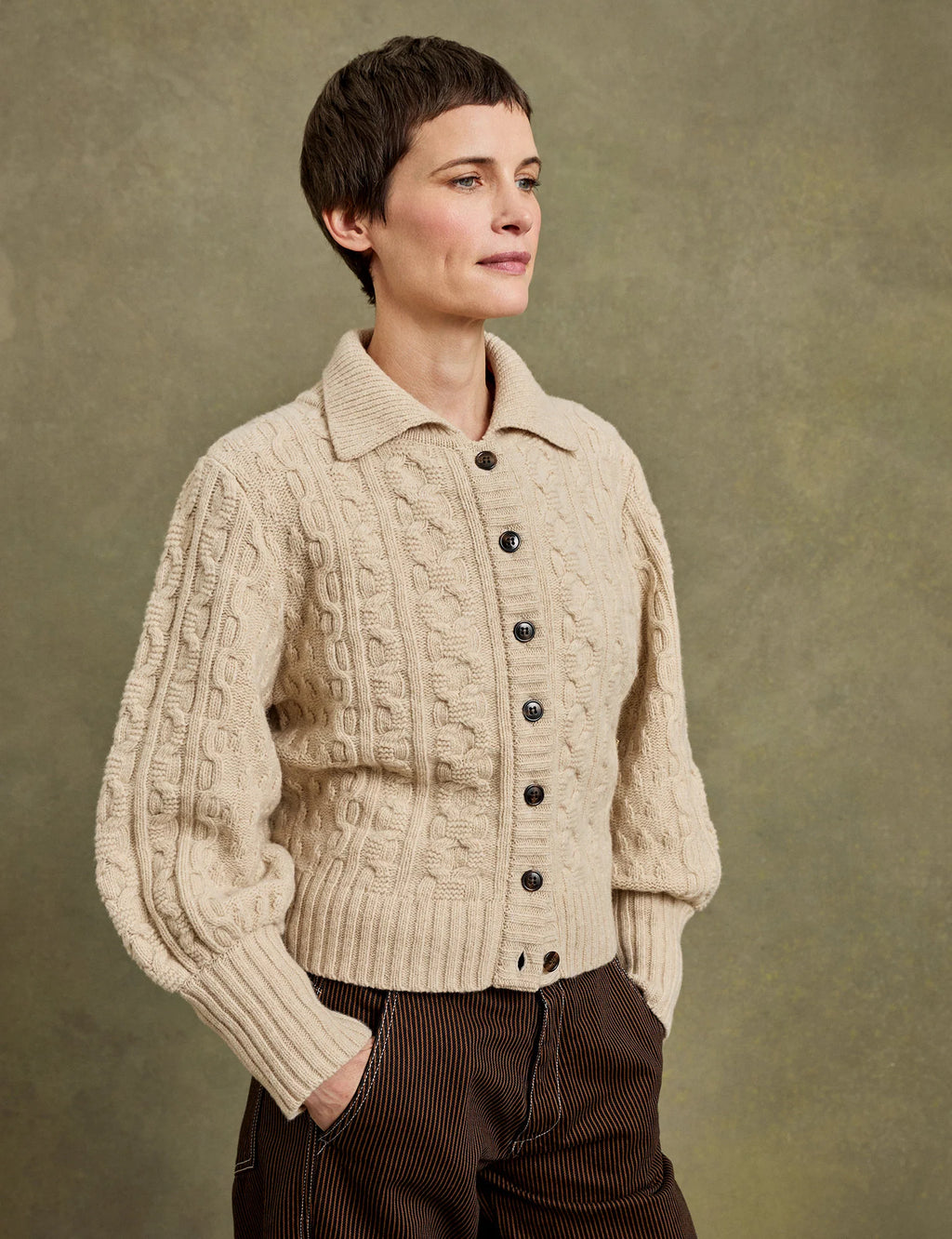 Penelope Chilvers Cornwall Wool Cardigan - Cream