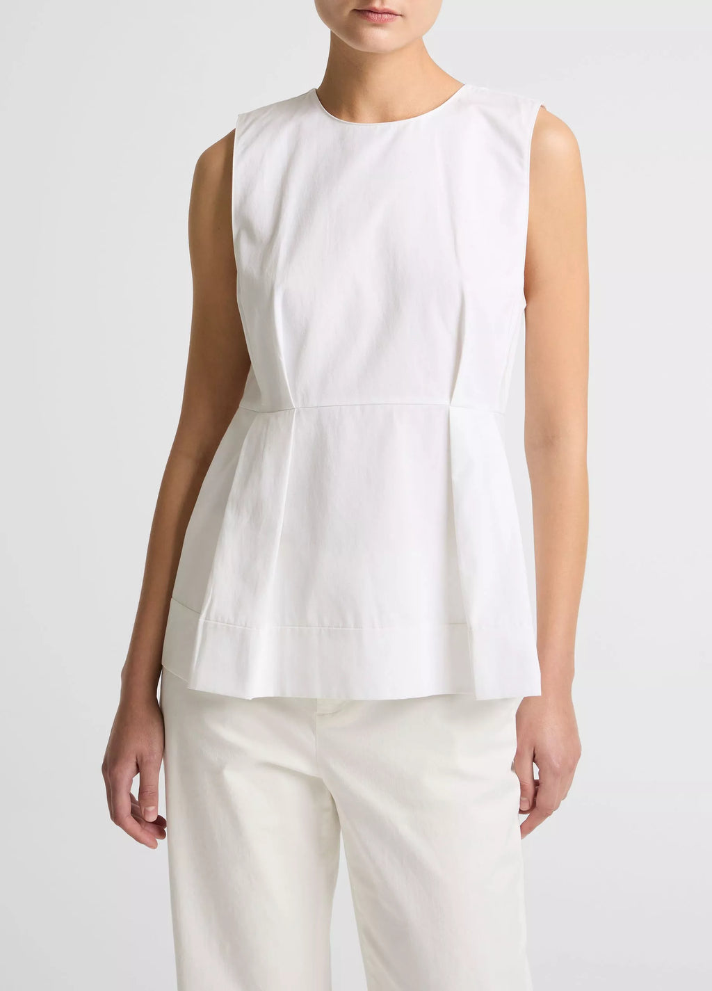 Vince Cotton-Blend Pleated Paneled Top