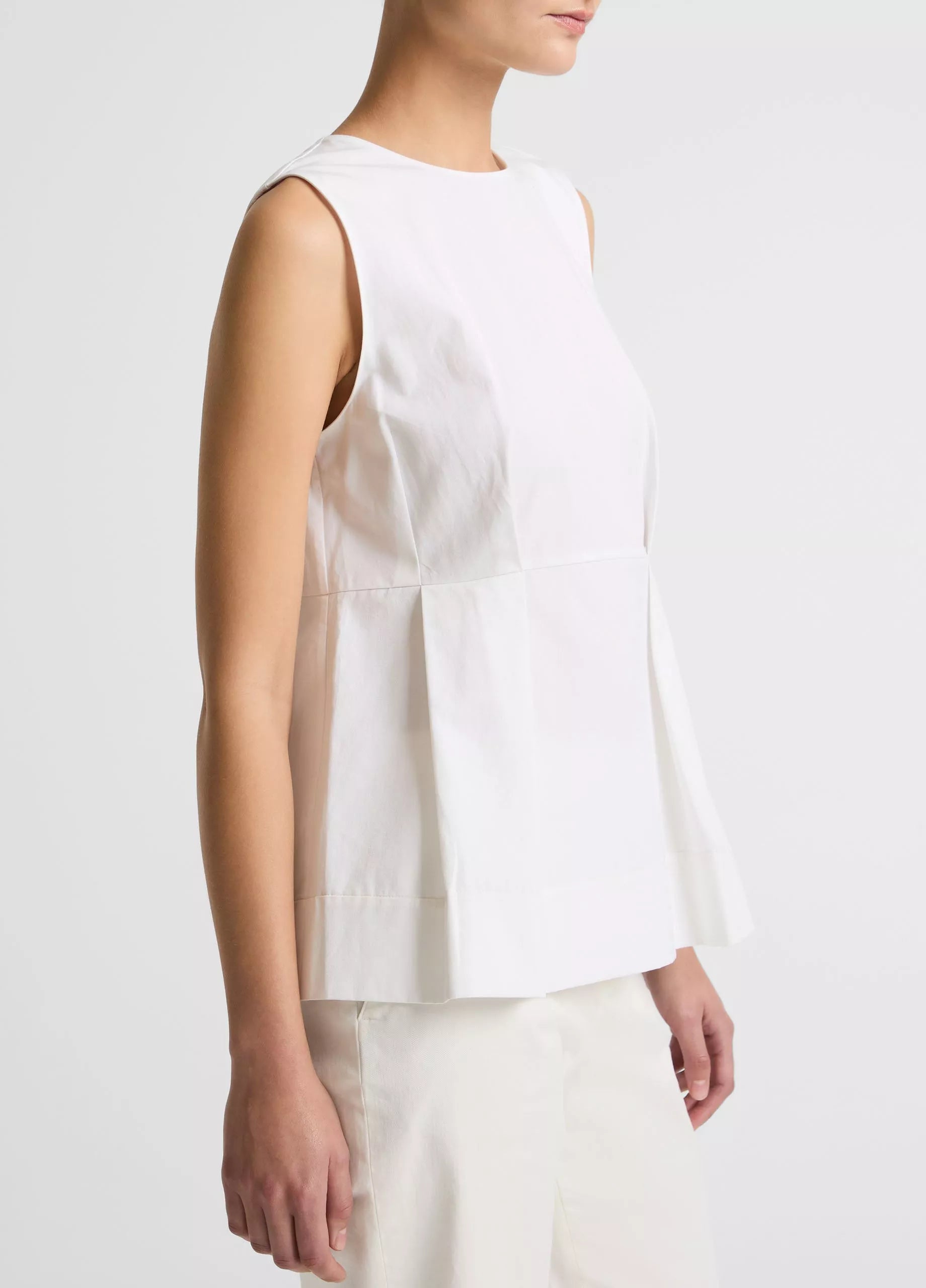 Vince Cotton-Blend Pleated Paneled Top