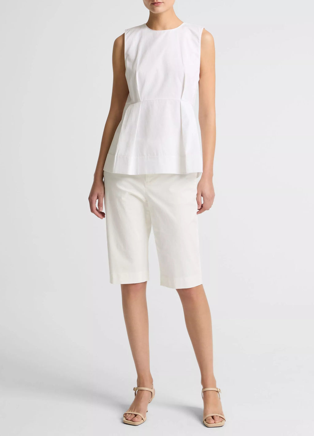 Vince Cotton-Blend Pleated Paneled Top