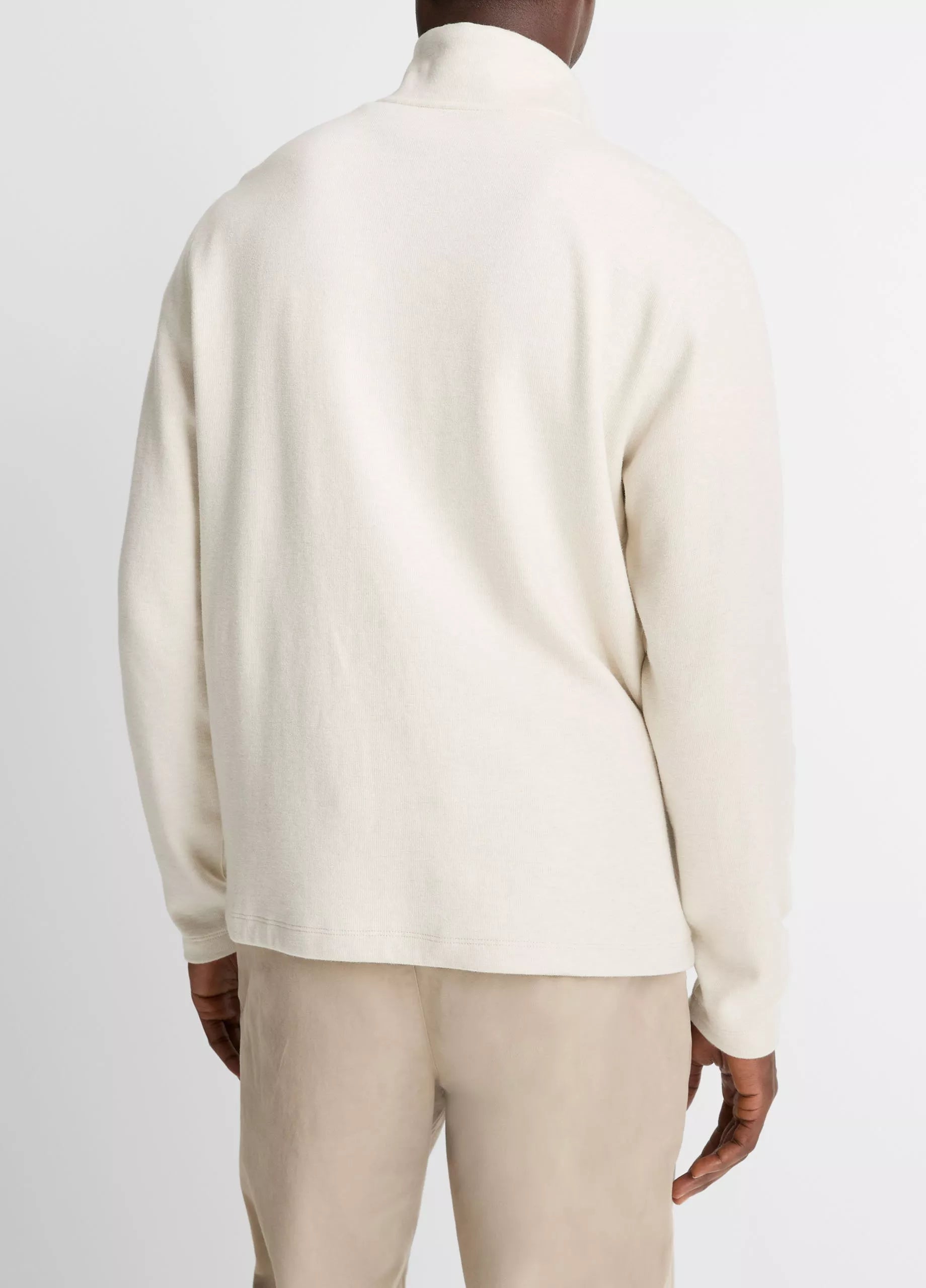Vince Cotton Button Mock-Neck Pullover - Heather Bone