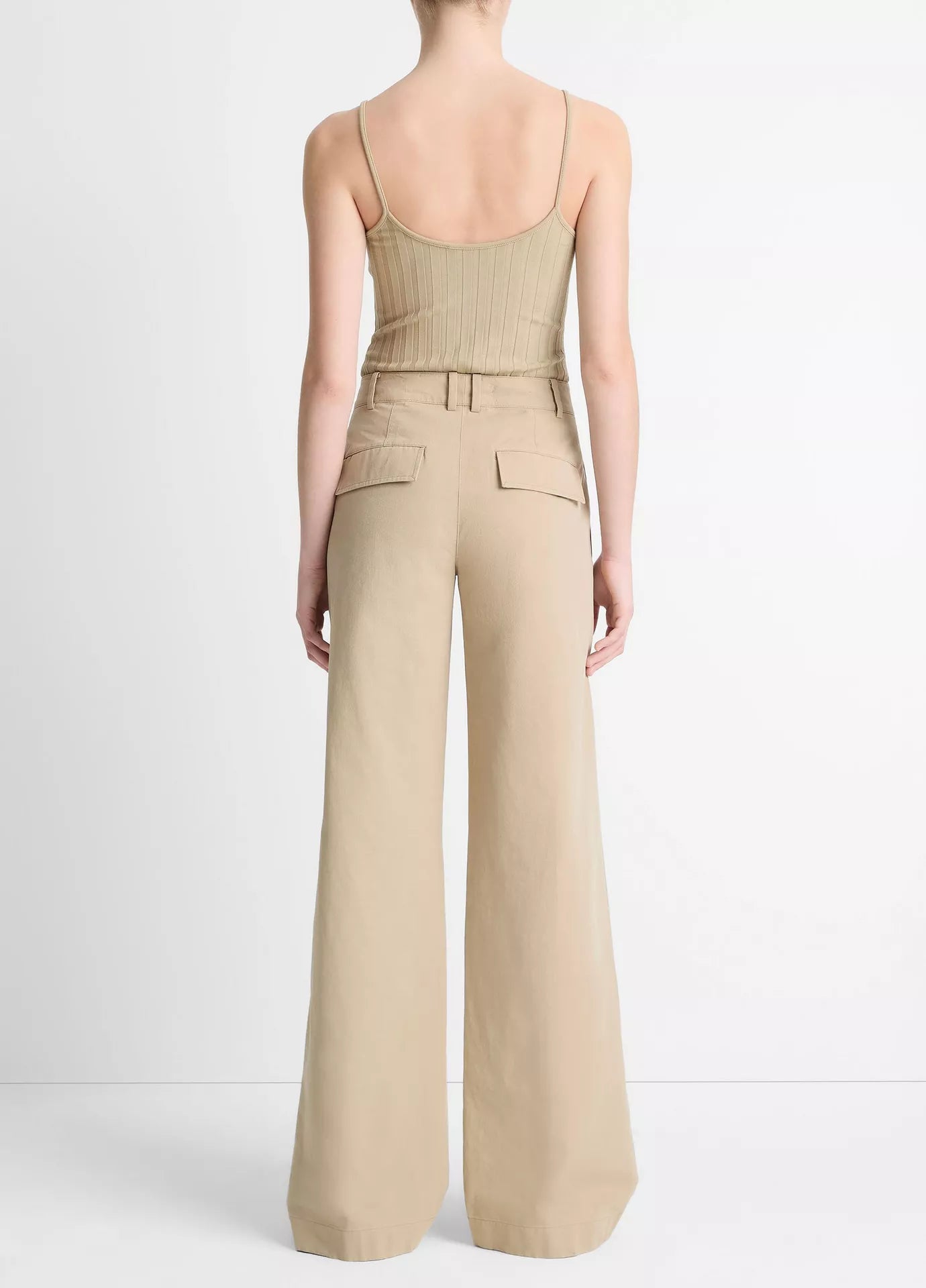 Vince  Cotton Low-Rise Wide-Leg Pant - Mojave