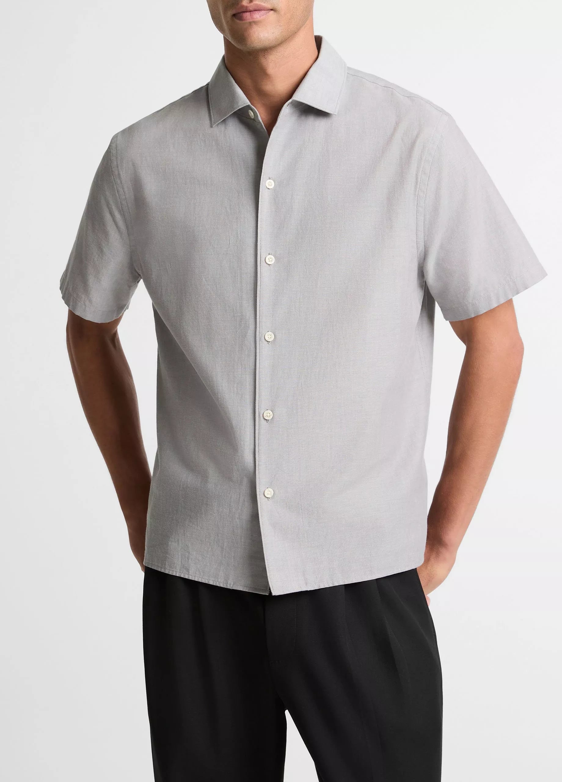 Vince Cotton Short-Sleeve Button-Front Shirt  - Jet