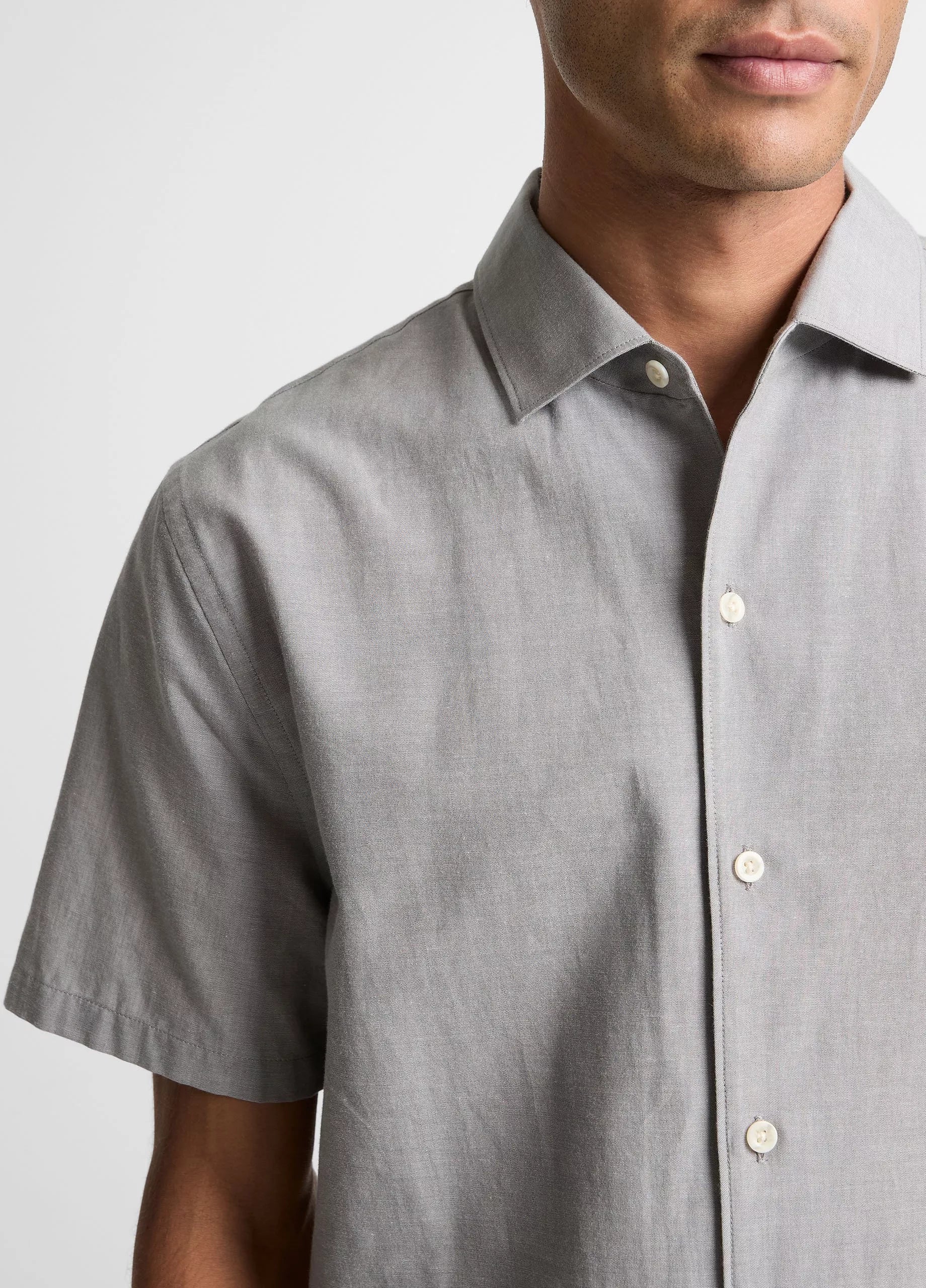 Vince Cotton Short-Sleeve Button-Front Shirt  - Jet