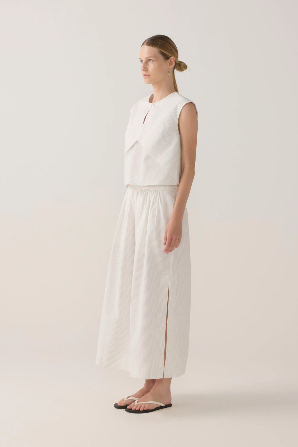 Foemina Dakota Top - White Pinstripe Poplin