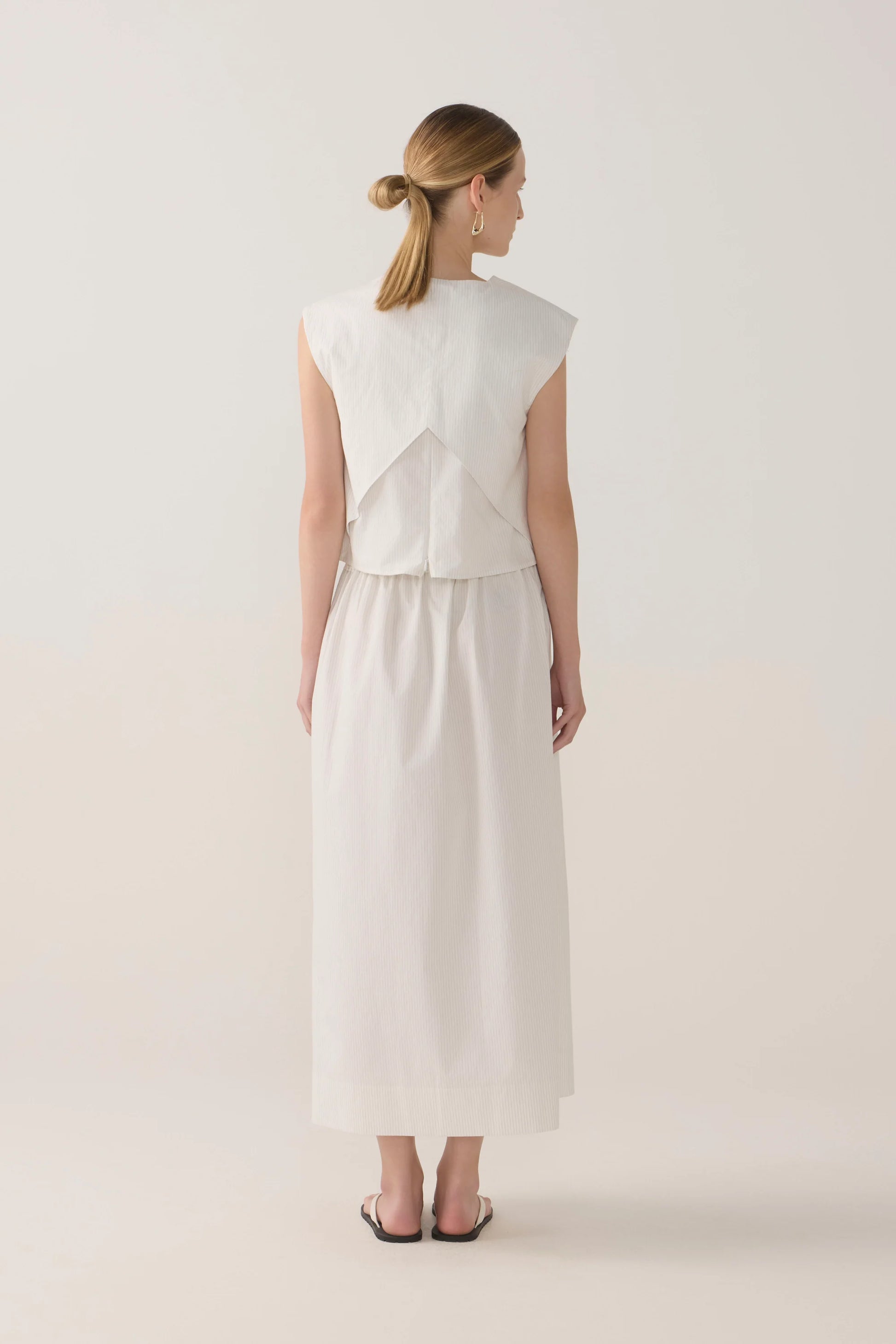 Foemina Dakota Top - White Pinstripe Poplin