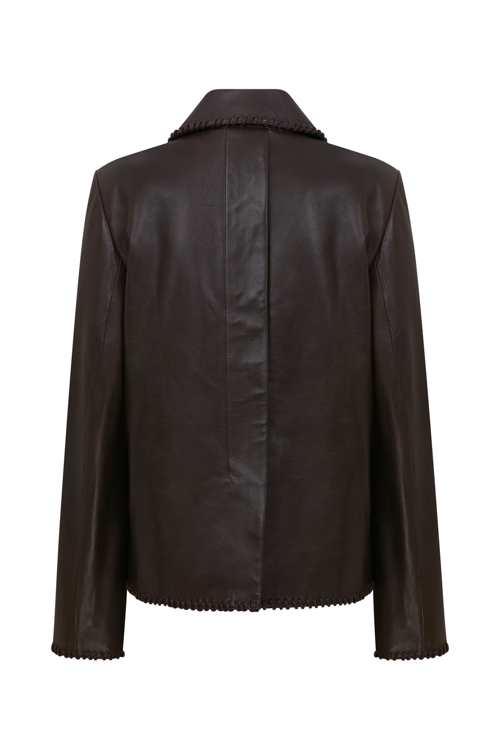 ANIM Devon Collared Leather Jacket - Black