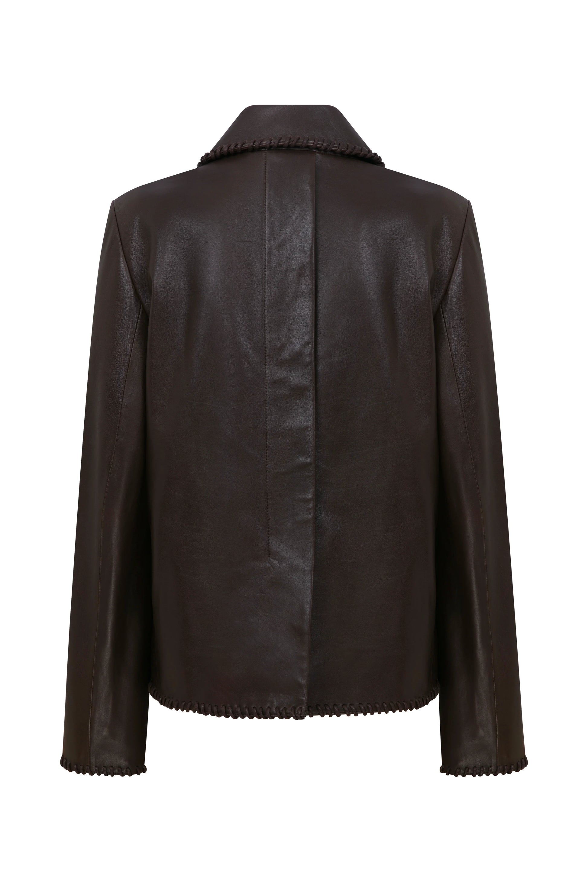 ANIM Devon Collared Leather Jacket - Black