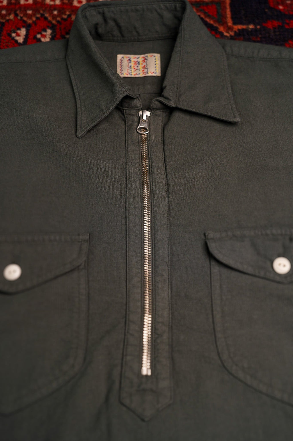 Wythe Airtex Half Zip Shirt - Faded Black