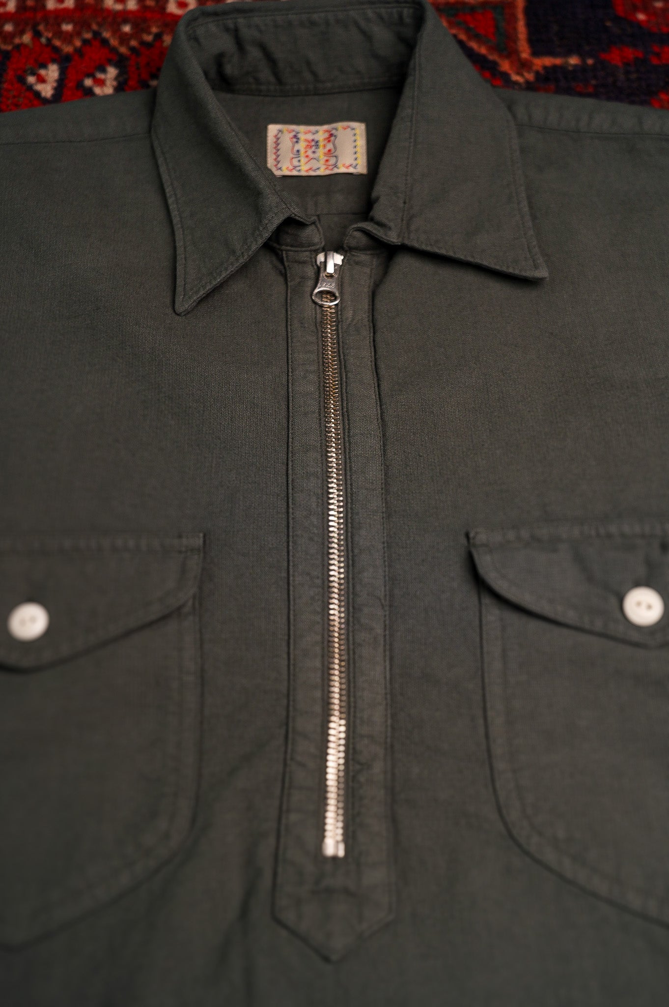 Wythe Airtex Half Zip Shirt - Faded Black