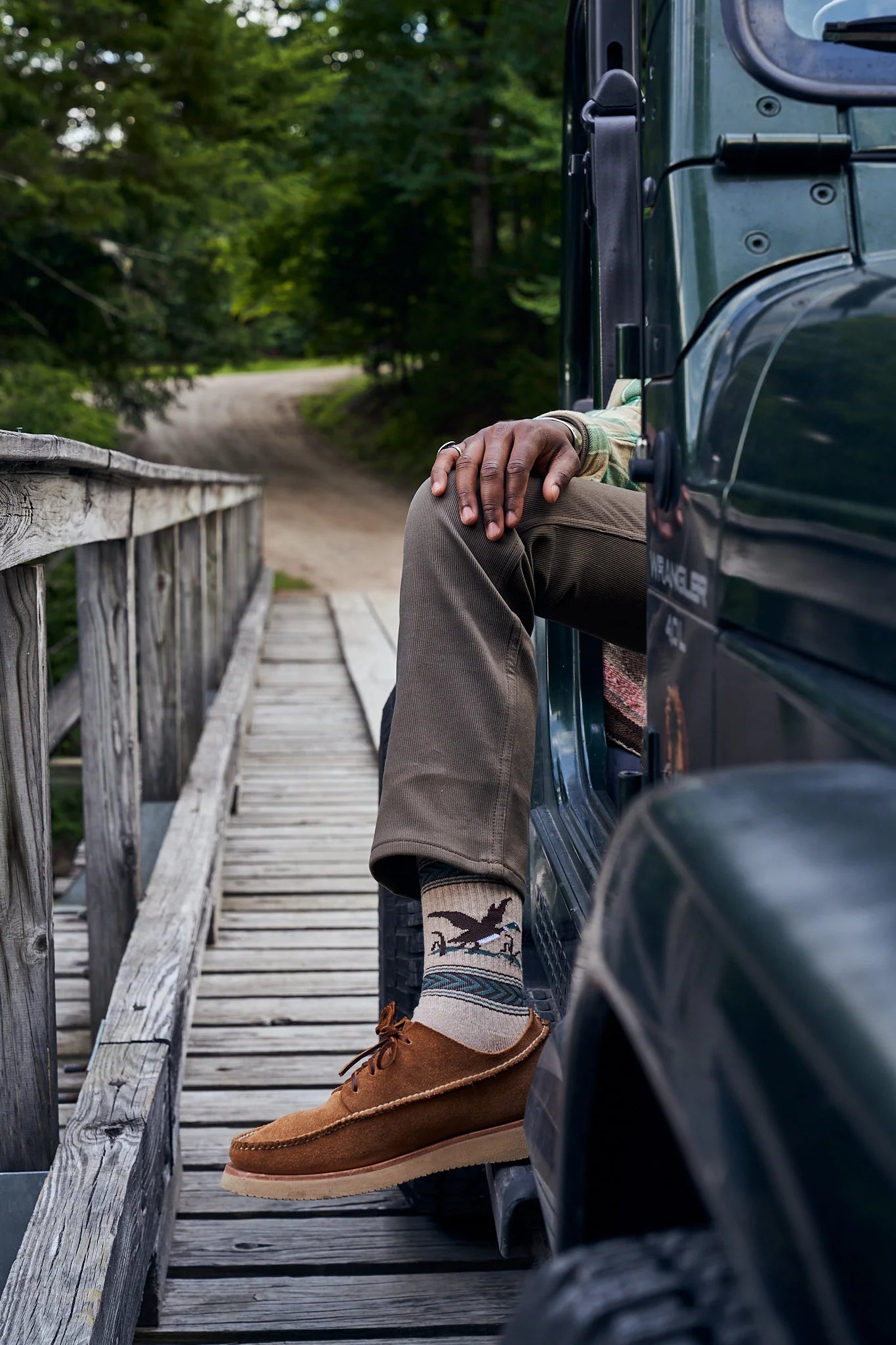 Wythe Recycled Cotton Jacquard Socks- Mallard Flight