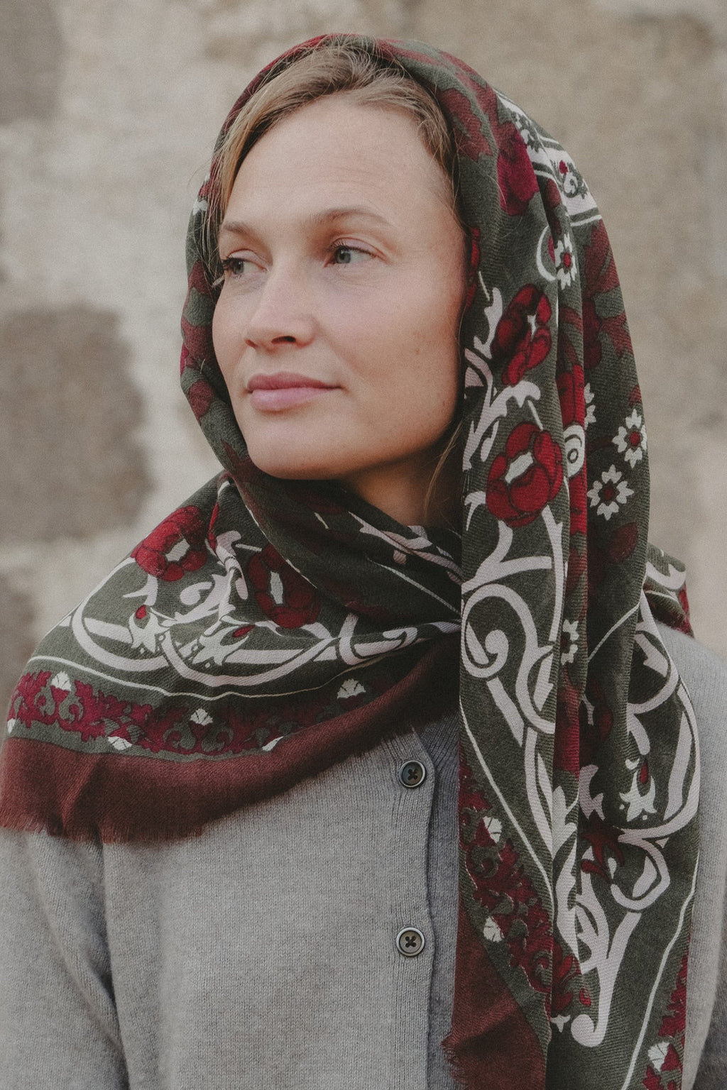 Maison Lecomte Flament Marie-Antoinette Scarf Khaki LS