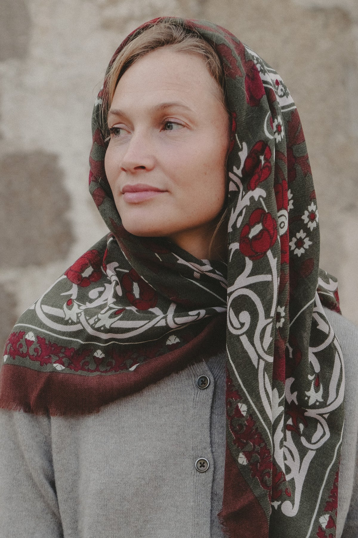 Maison Lecomte Flament Marie-Antoinette Scarf Khaki LS