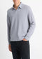 Vince Double-Face Cotton-Blend Long-Sleeve Polo Shirt - Blue Spruce/Light Grey