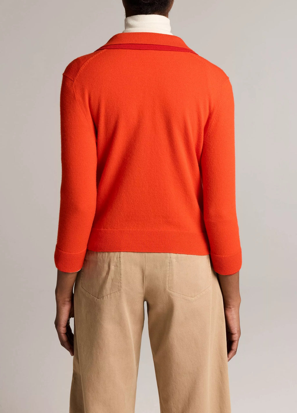 Vince Double-Trim Merino Wool & Cashmere-Blend Polo Sweater - Crimson/Dark Crimson