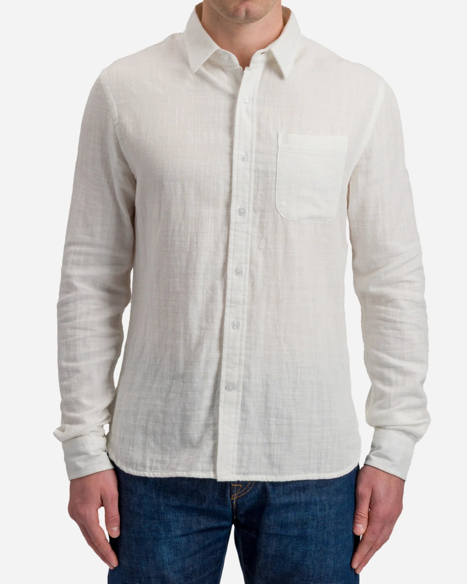 Ace Rivington Double Gauze Long Sleeve Tailored Shirt - Chalk