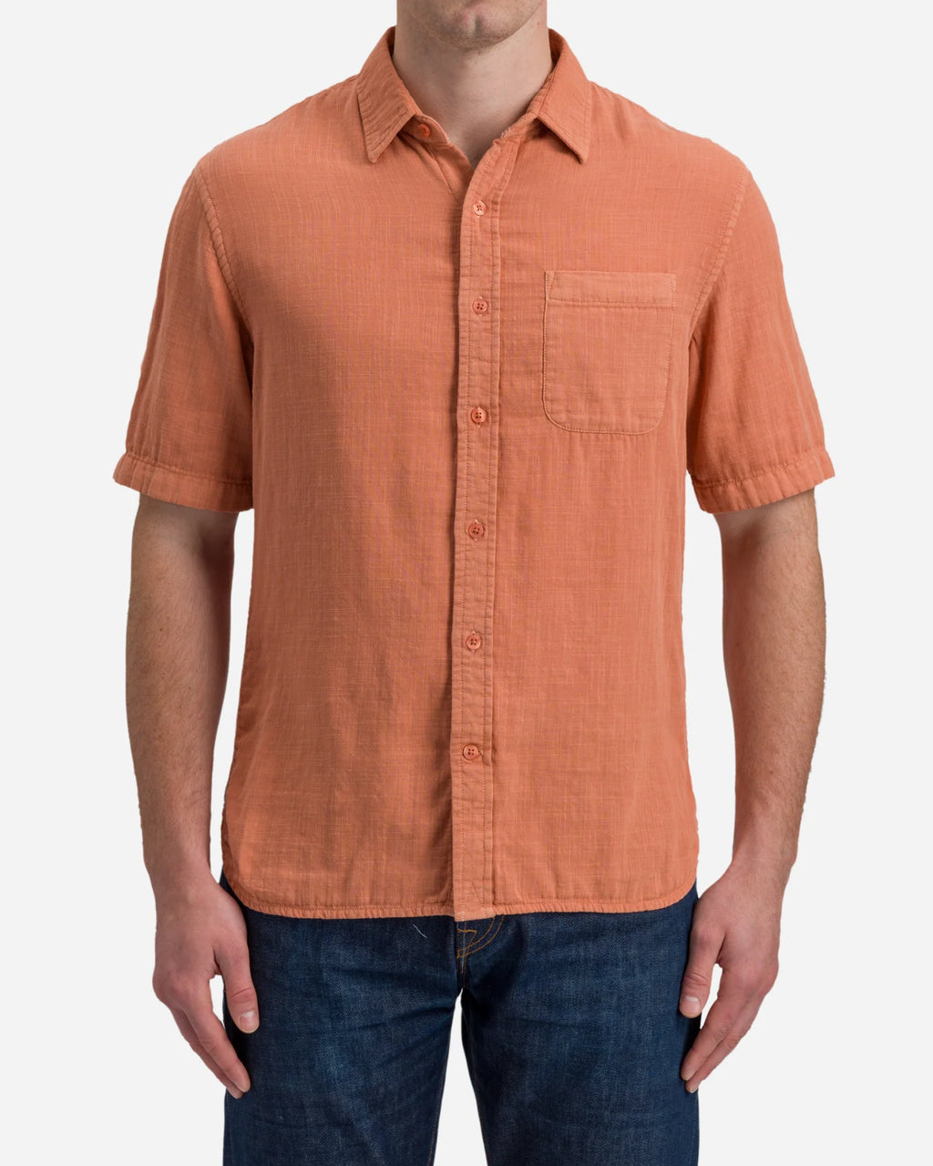 Ace Rivington Double Gauze Short Sleeve Tailored Shirt - Pigment Washed Coral