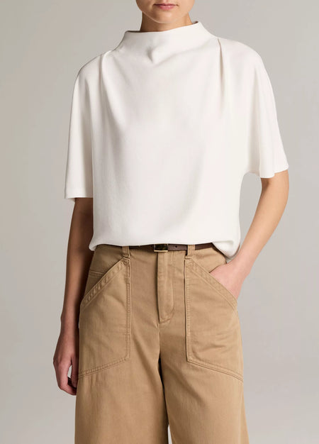 Vince Draped Crepe Funnel-Neck Top - Off White – Quattro Tizi