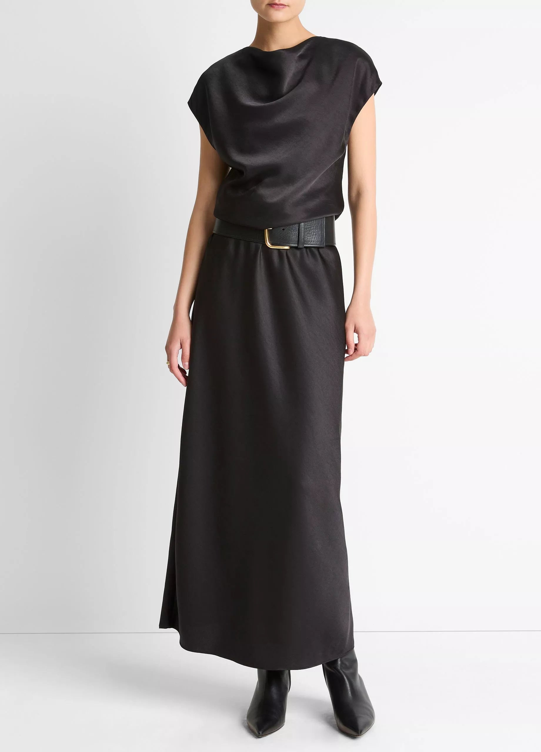 Women's Draped Satin Cowl-Neck Dress, Black, Size XS Women's Draped Satin Cowl-Neck Dress, Black, Size XS