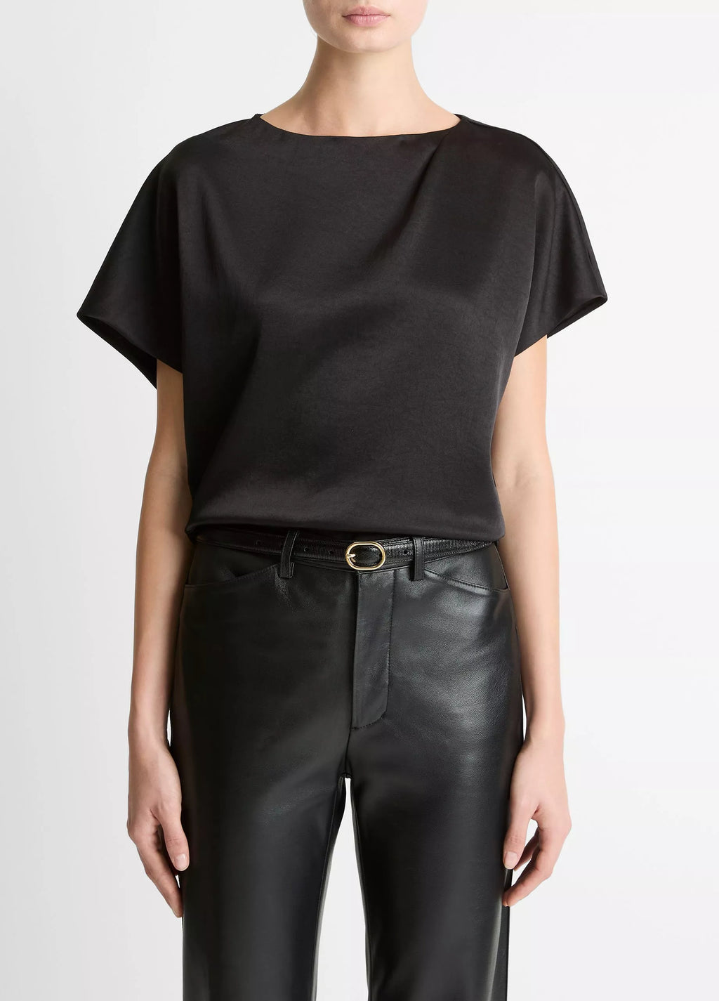 Vince Draped San Dolman-Sleeve Blouse - Black